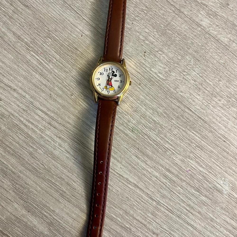 Vintage Mickey Brown and Gold Women's Watch